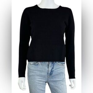 WHITE + WARREN Black Ribbed Sweater Size M
